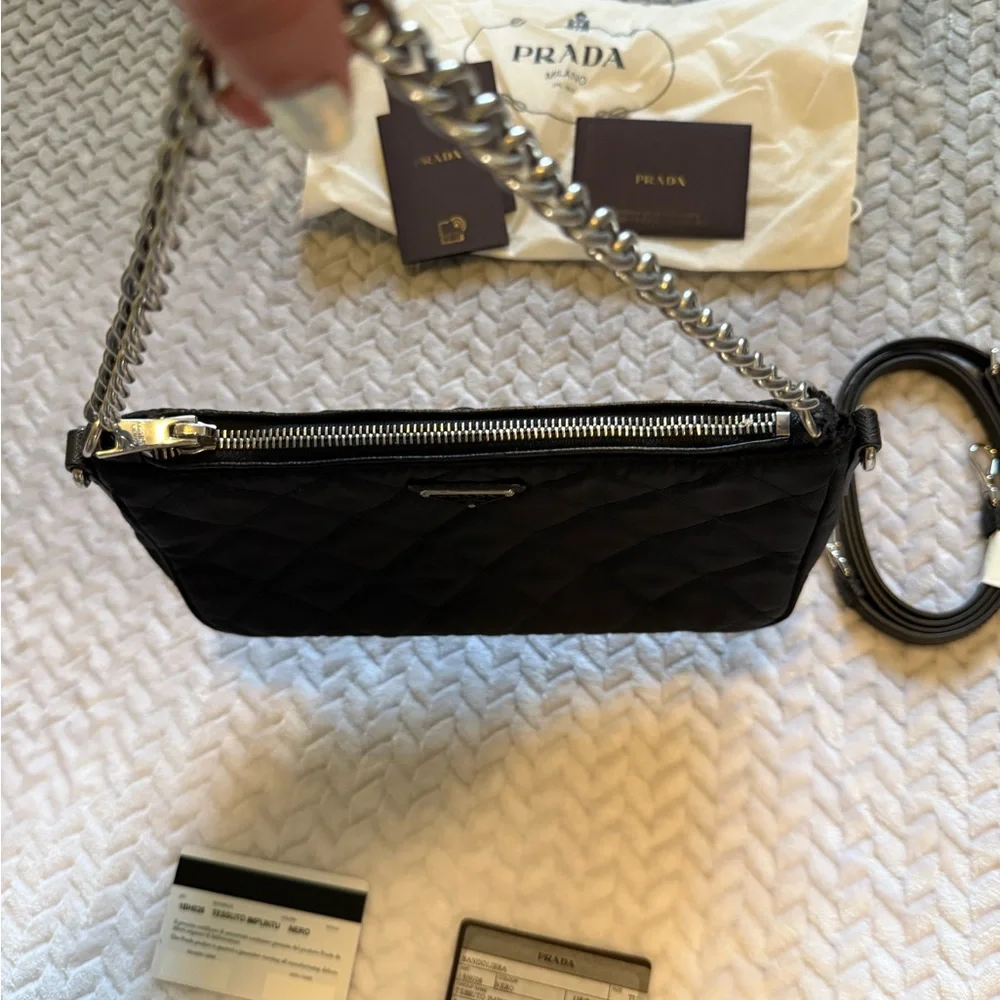 Prada Black Quilted Shoulder Bag - Picture 4 of 8